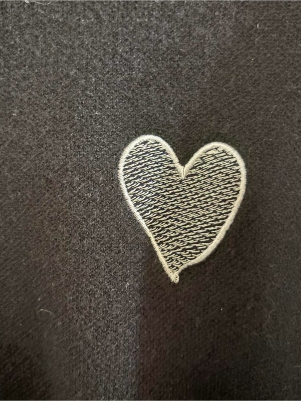 Anthropologie Black Crewneck Sweatshirt with Heart Patch - Picture 2 of 5